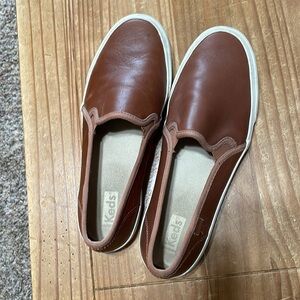 Keds brown leather slide on shoes, 8.5